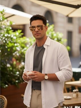 Philipp Plein Gold Titanium Geometric Sunglasses | Luxury Designer Frame w/ Case